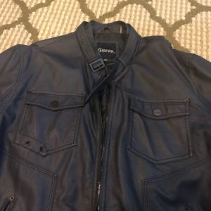 NWOT Men’s Faux Leather Guess jacket. Size XXL